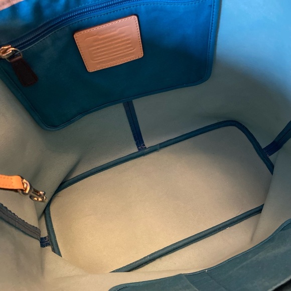 Coach Vibrant Blue and Cream Tote Bag - Picture 6 of 8